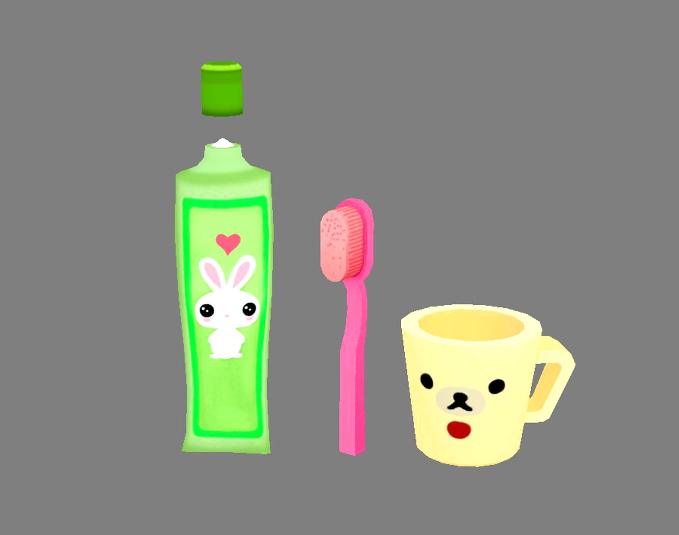 Cartoon toothpaste toothbrush  water cup