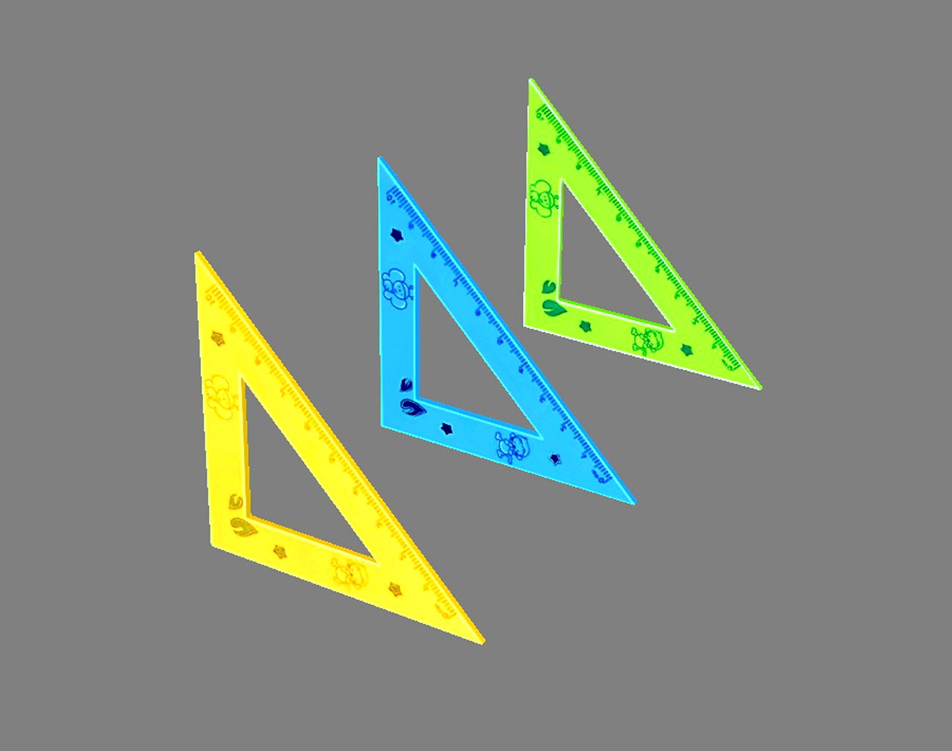 Cartoon stationery - triangle rulers