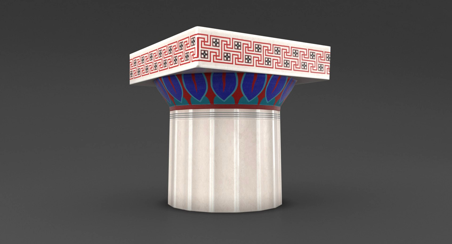 Doric Column Polychromy Red and Blue