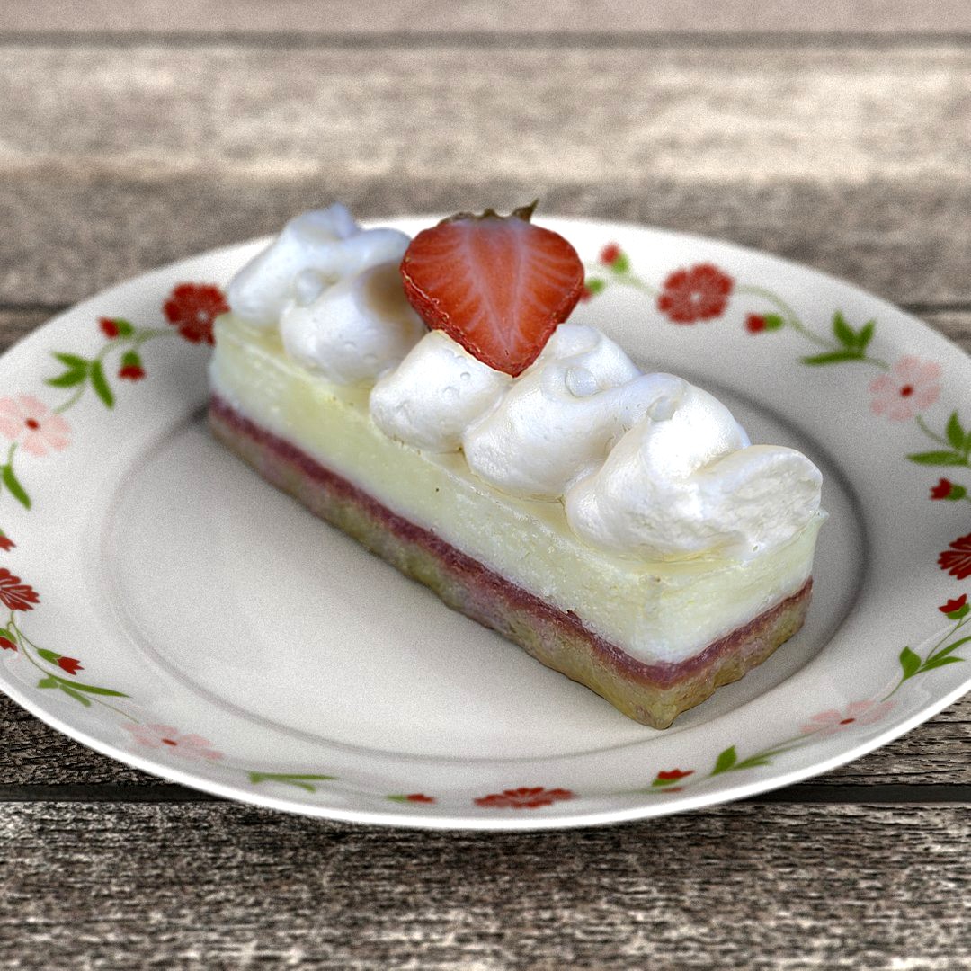 Realistic Lowpoly Strawberry Cake