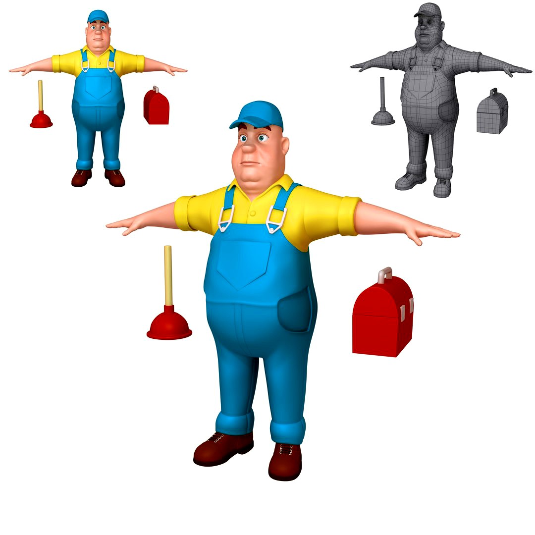 Plumber Worker Cartoon