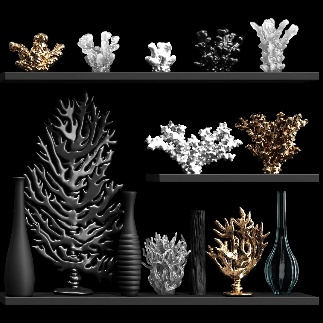 Decorative set of corals and vases consisting of 14 items
