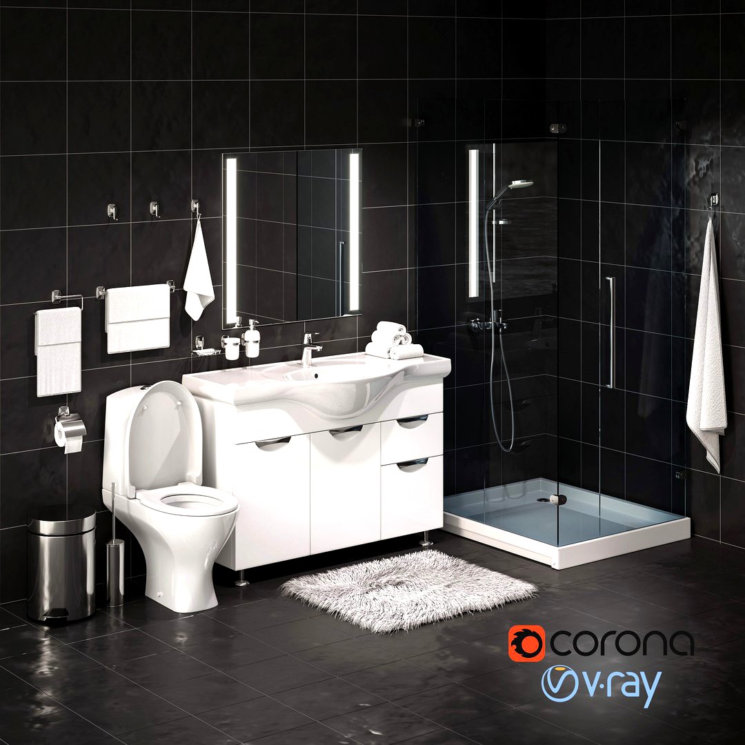 Set of bathroom equipment and accessories for bathrooms