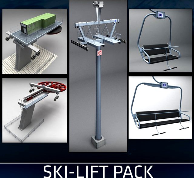 Ski lift pack 3D Model