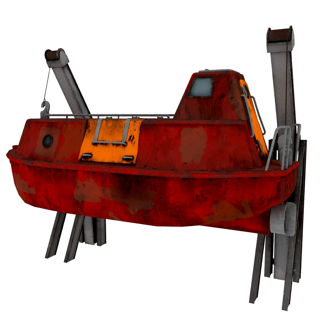 Red Lifeboat on Crane 01