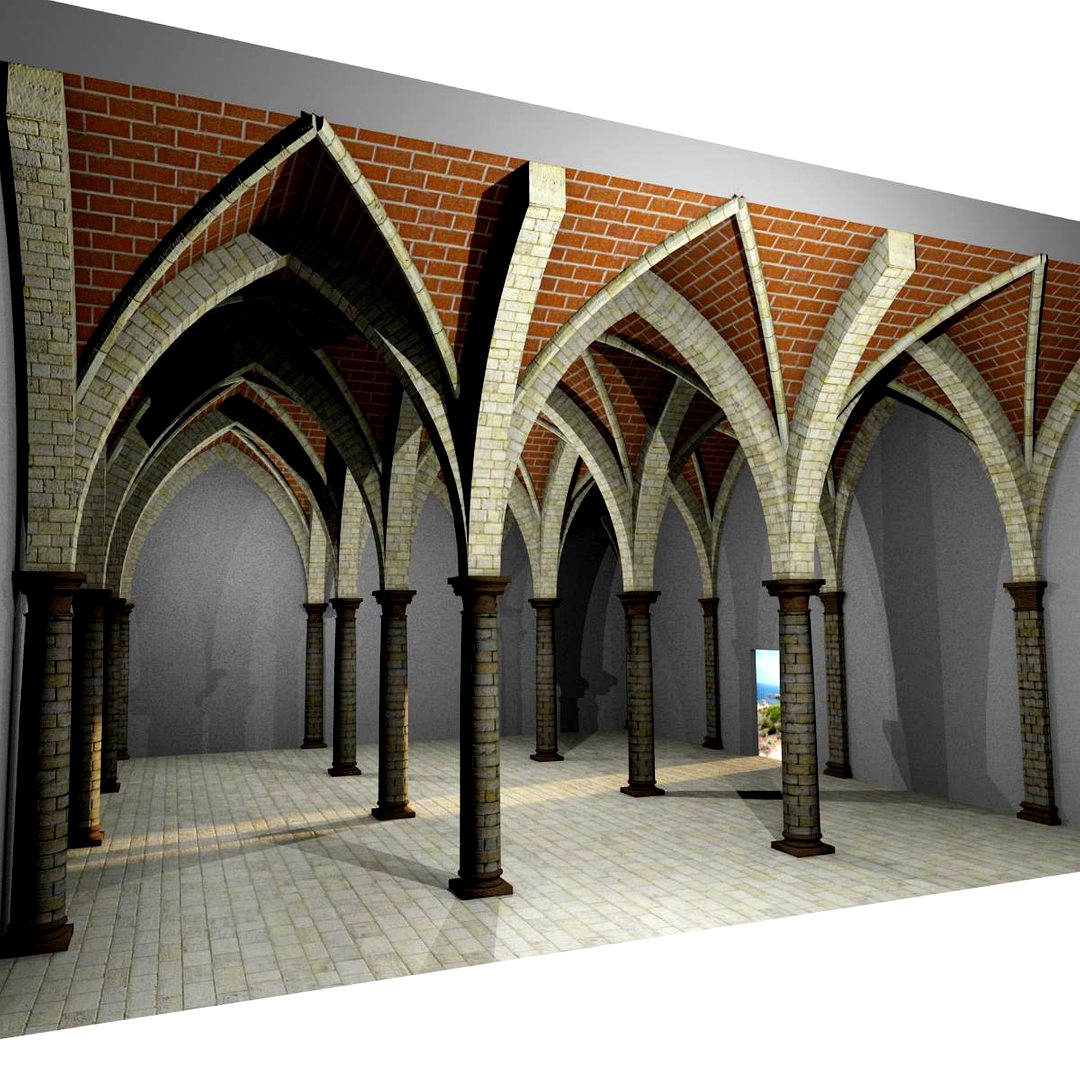Vaulting 4_4 - Renaissance, 750cm spaced, with thin arches and thick curbs