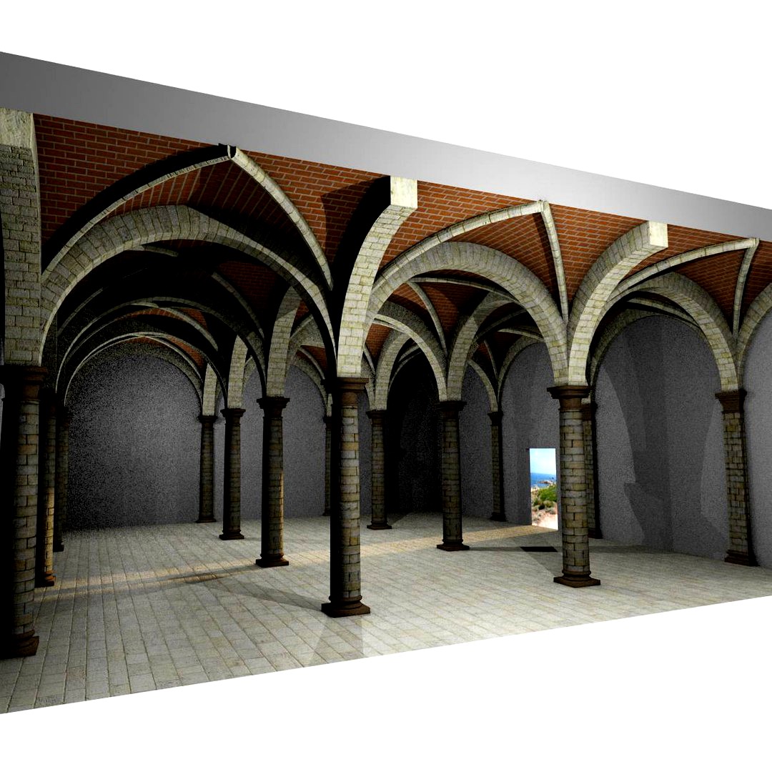 Vaulting 3_4 - Romanic, 750cm spaced, with thin arches and thick curbs