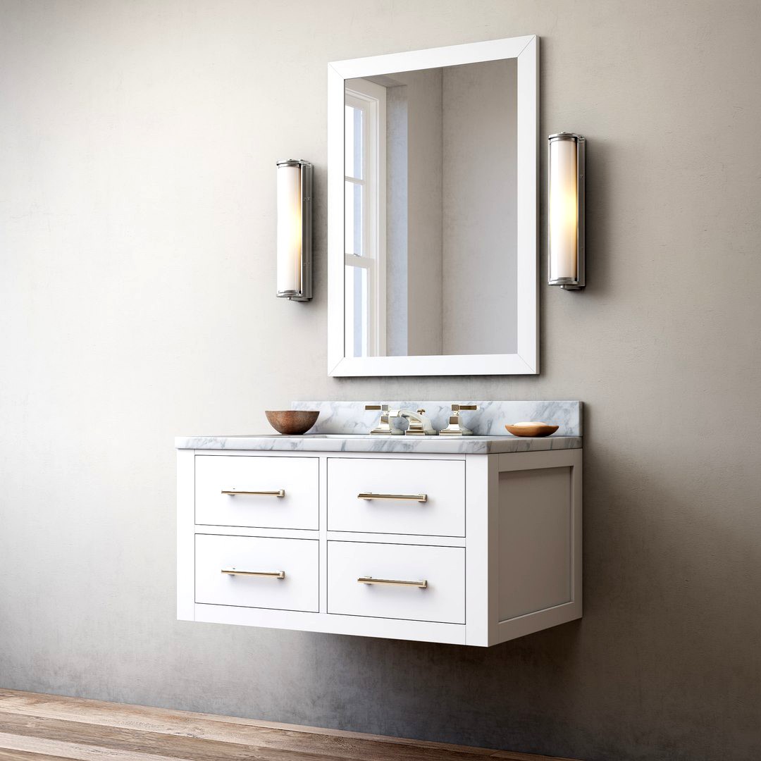 Hutton single floating vanity white