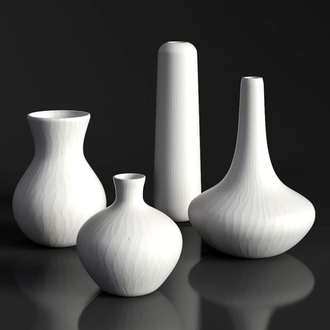 RH MATTE WHITE GLASS VASE COLLECTION Set-02