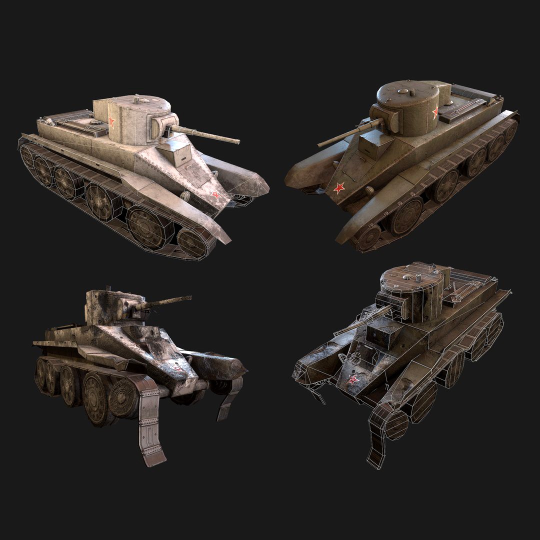 BT-2 PBR Unity Game Ready tank model