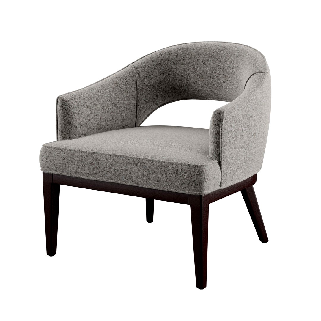 Mallory Grey Tweed Fabric Arm Chair