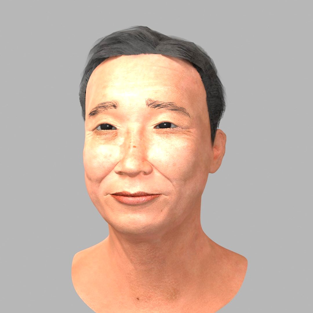 Realistic asian man head 3