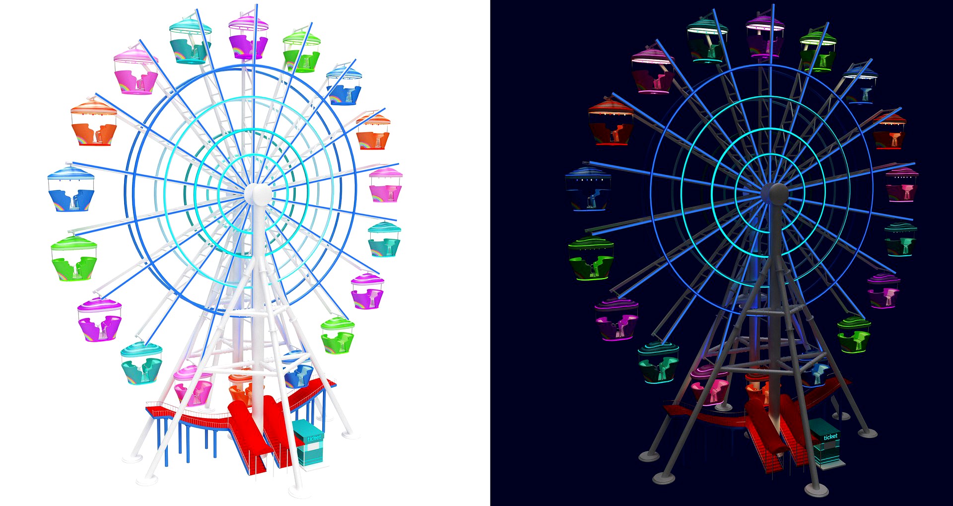 Ferris wheel day and night