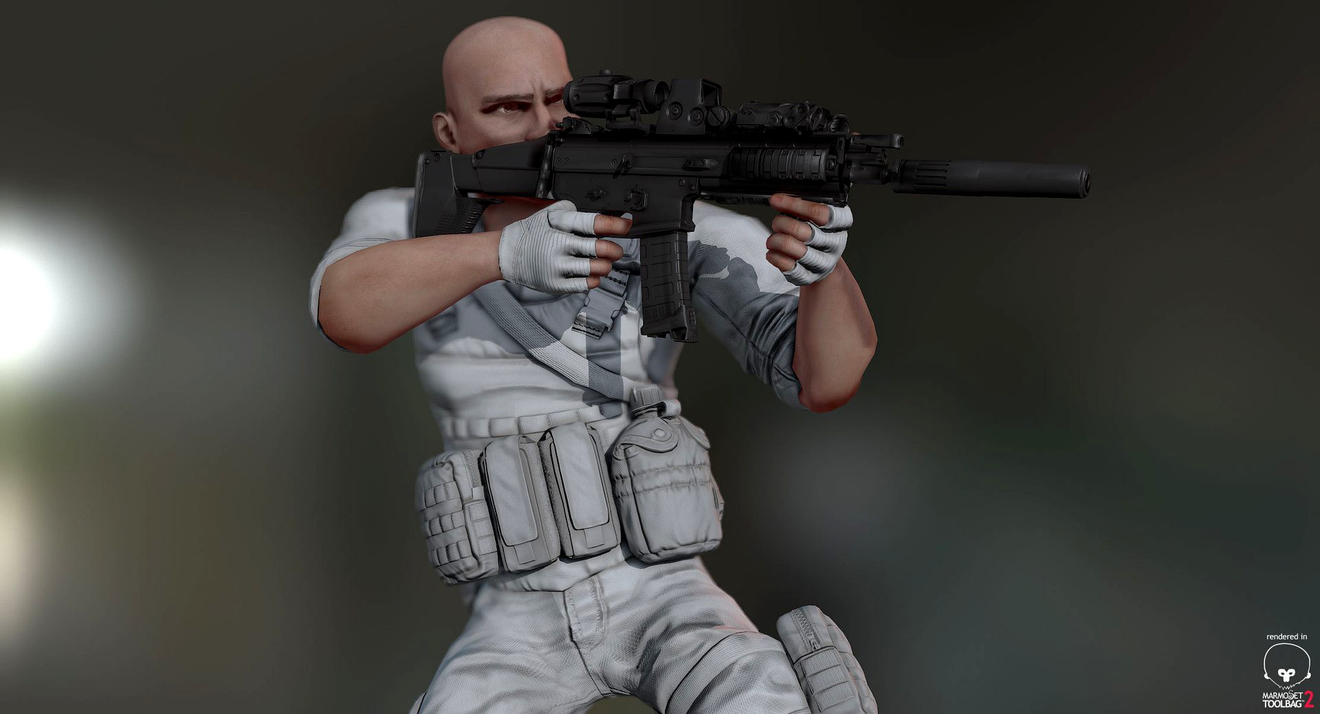 Rigged PBR Game Ready Male Soldier Hunter Militant  Paramilitary