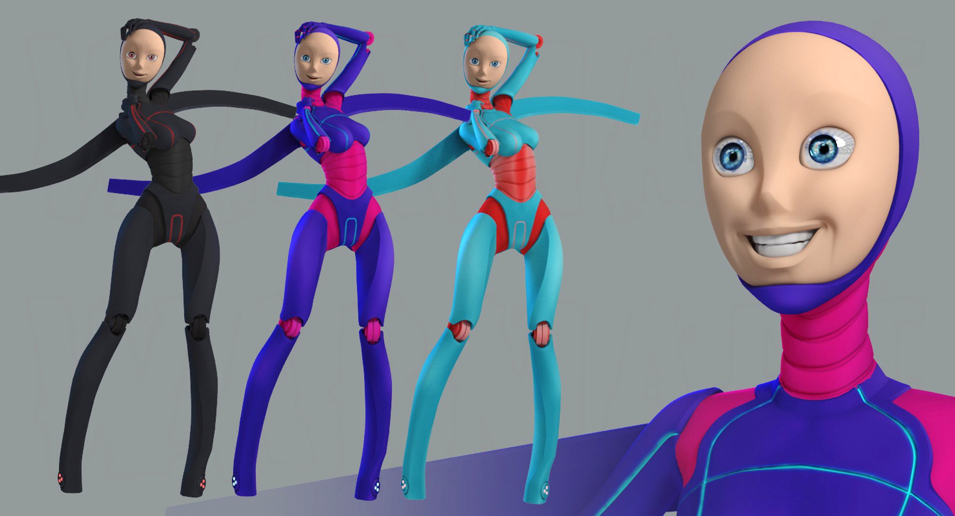 Female Robot Android Rigged