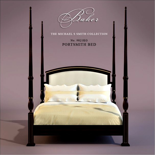 Bed Baker Portsmith Bed Queen 3D Model