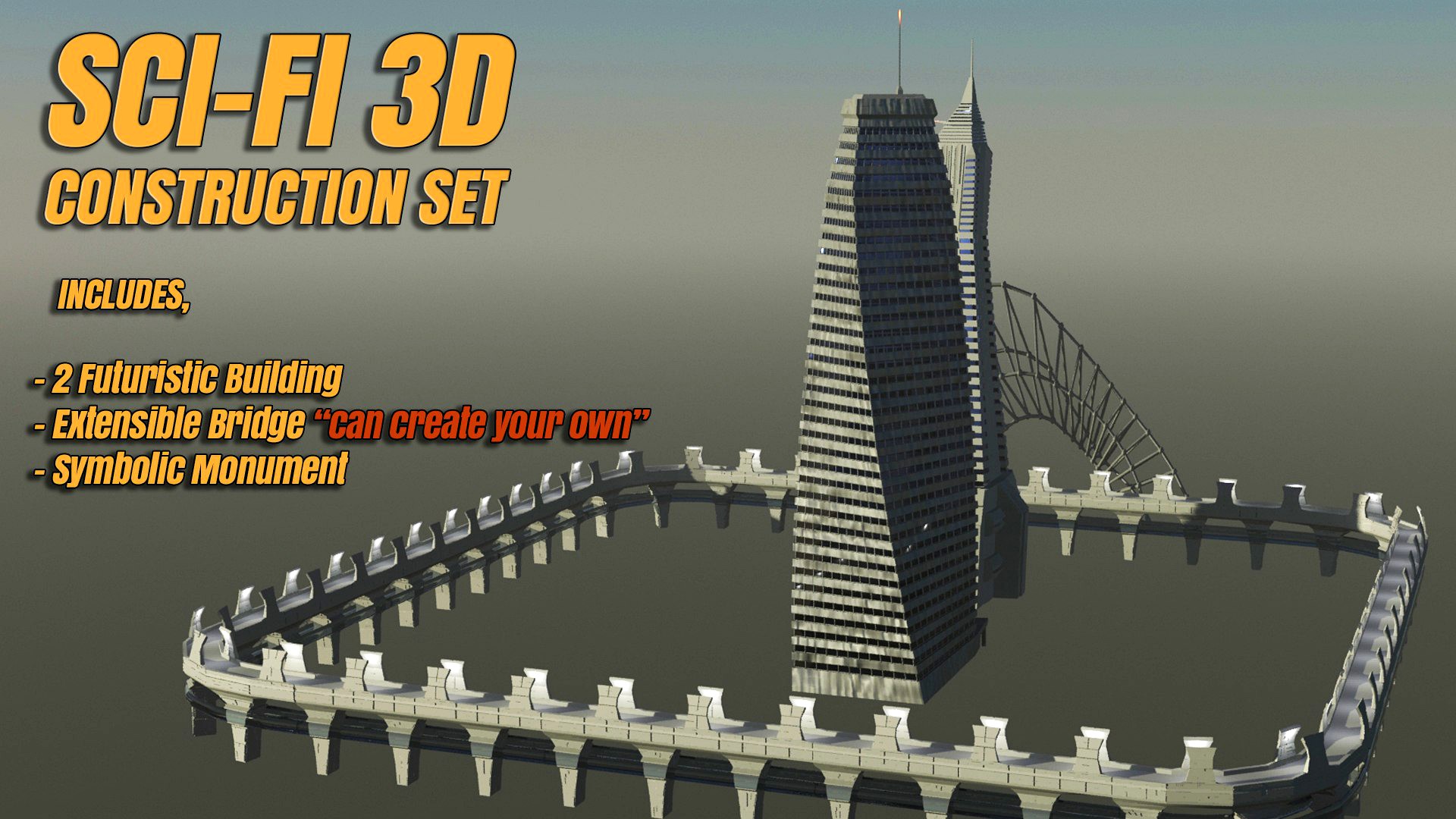 Sci-fi 3D Model Construction Set