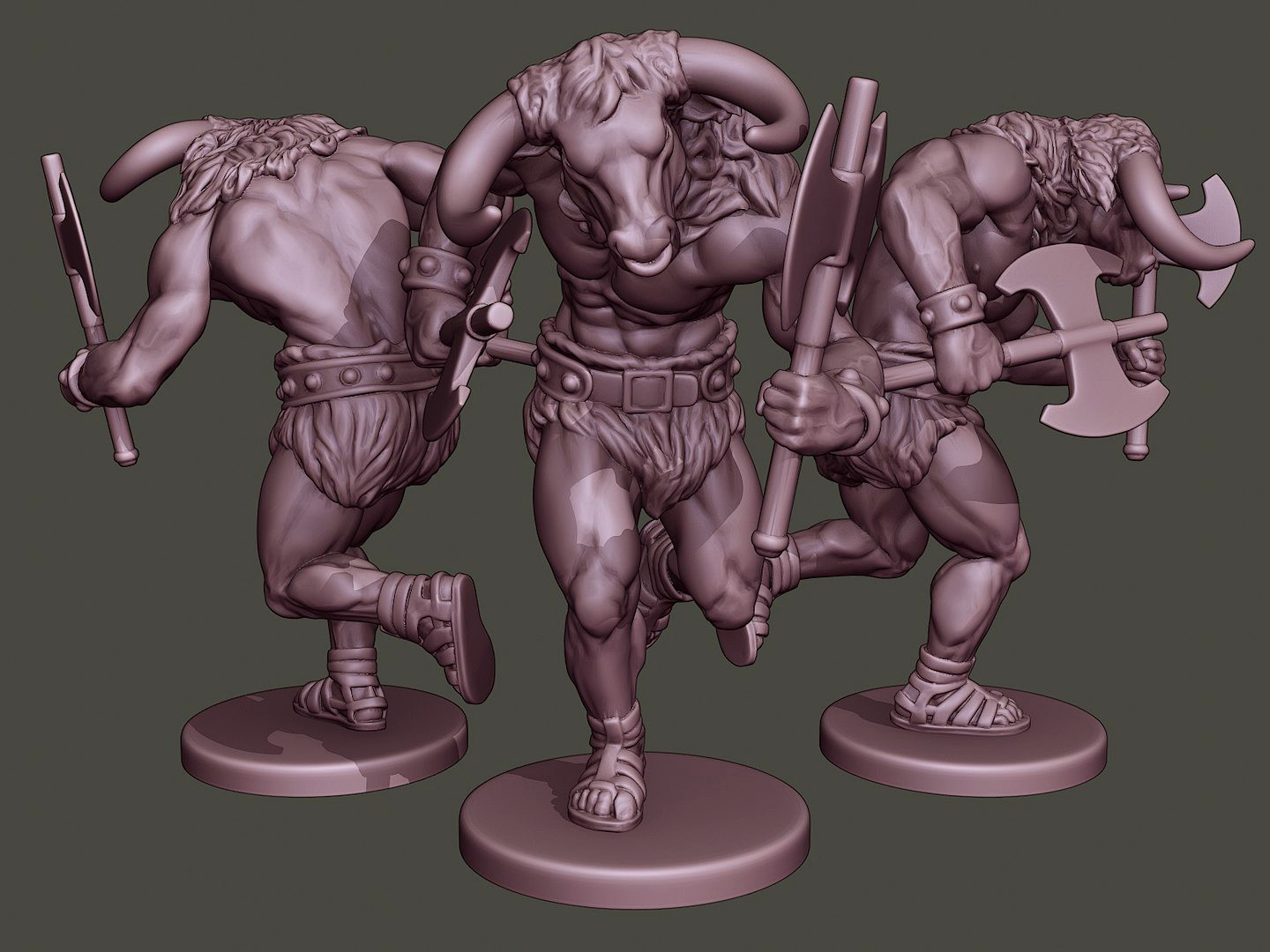 Minotaur Warrior Running two Axes