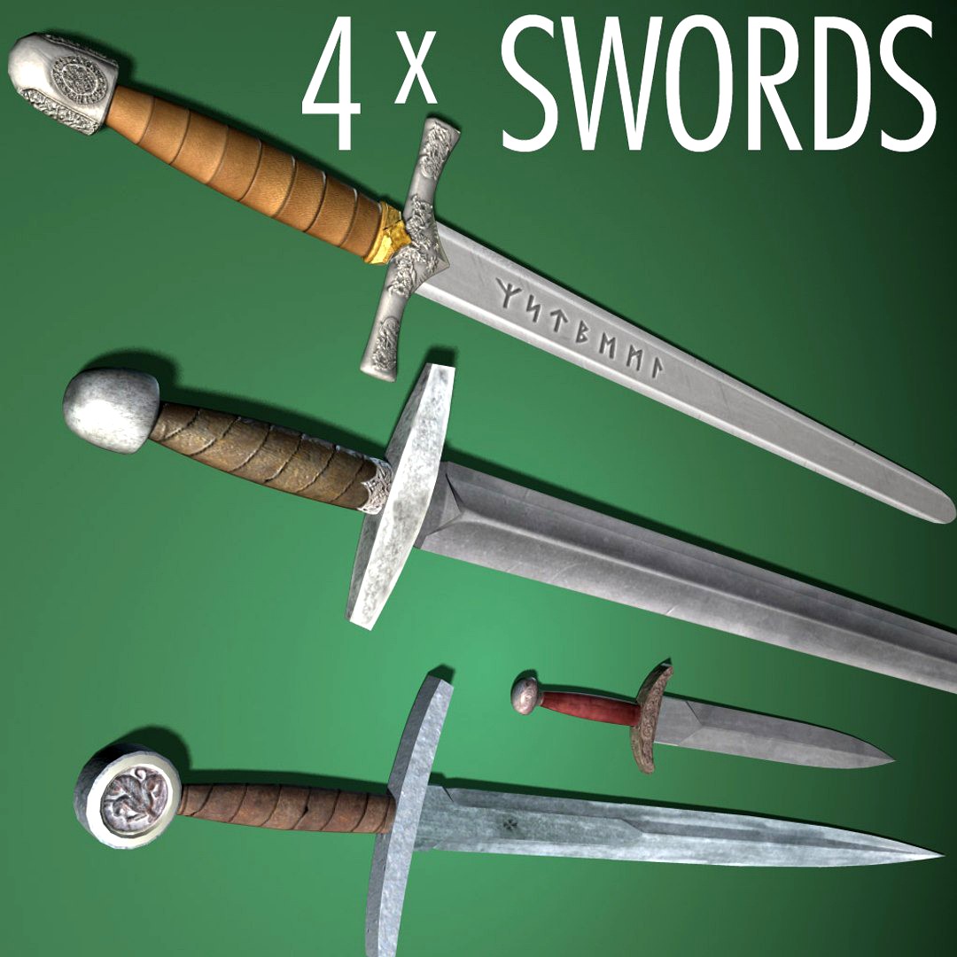 Four medieval style swords