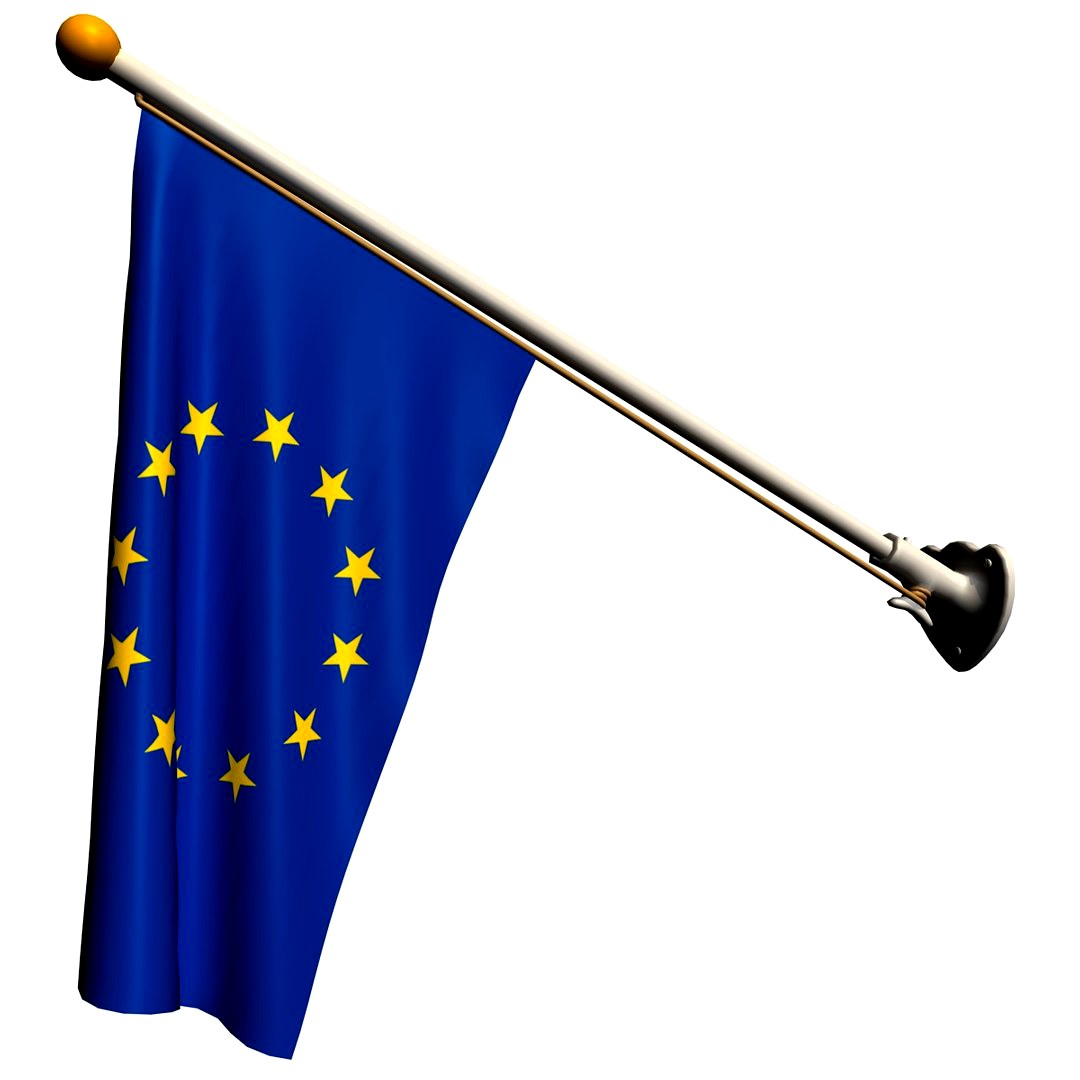 wall mounted EU flag on 70 degree pole