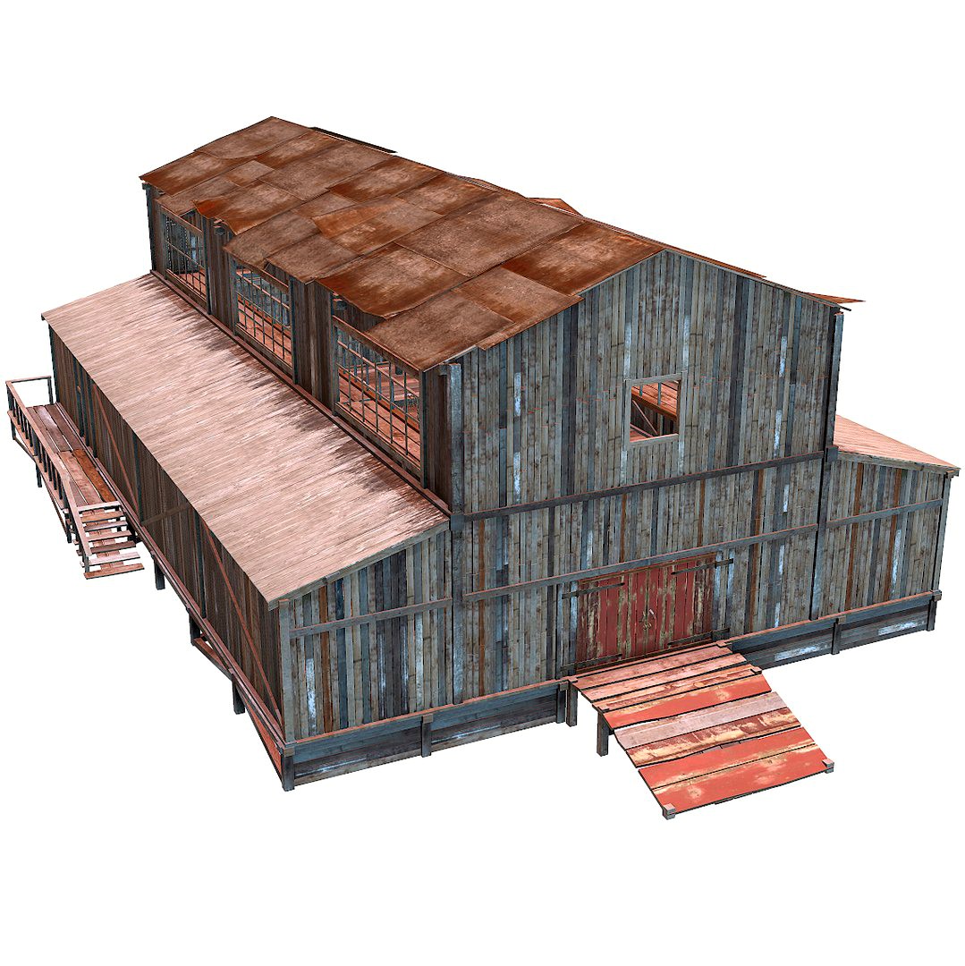 Detailed Old Barn (W/Interior) PBR Game Ready