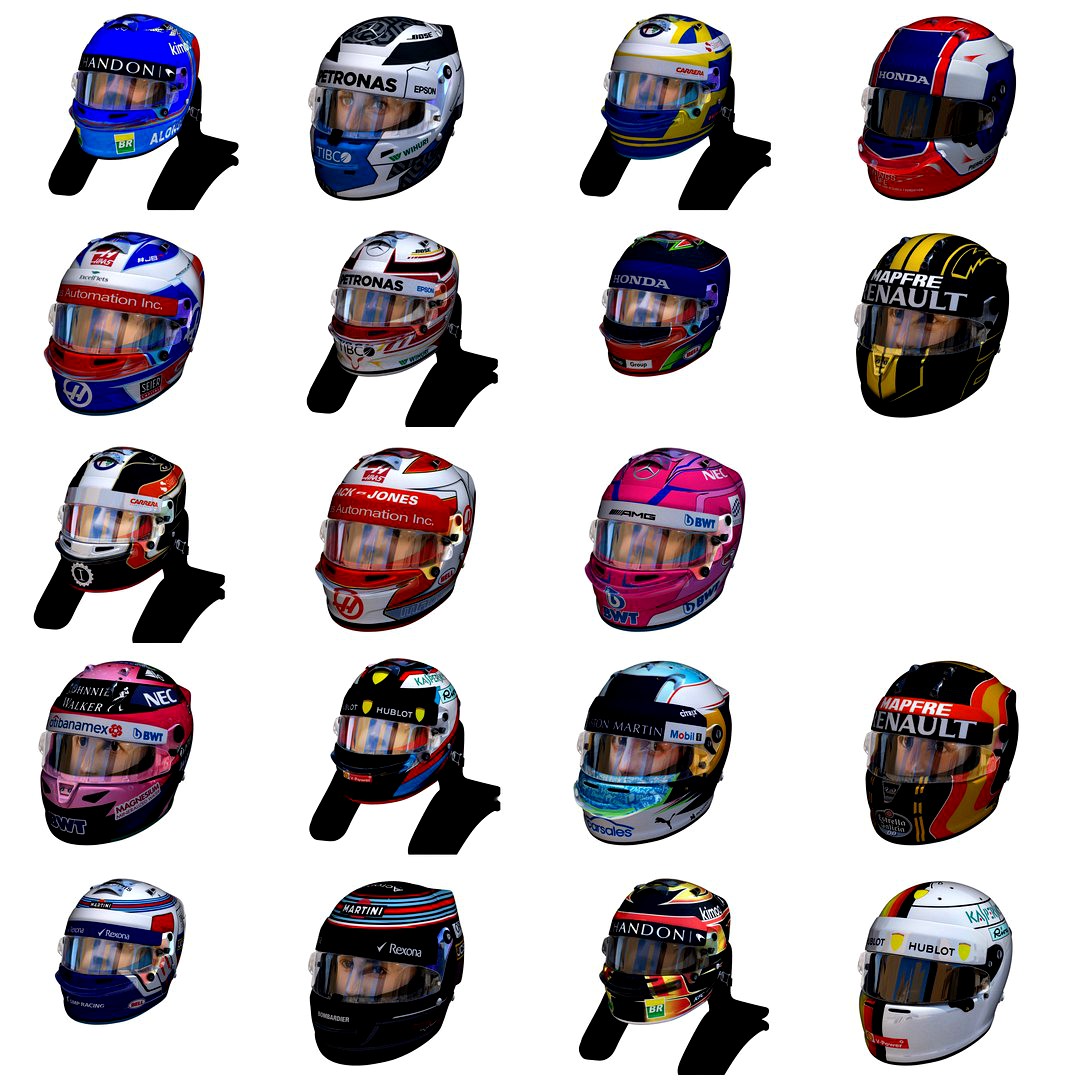 Helmets 2018 Formula 1