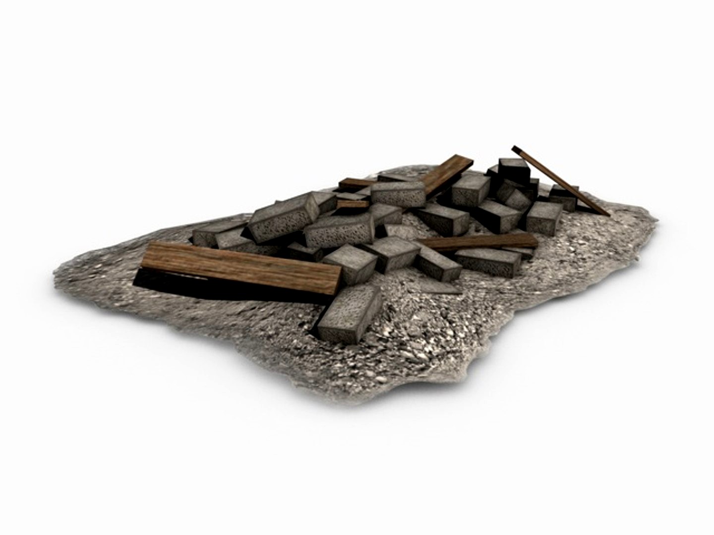 Stone pile with planks