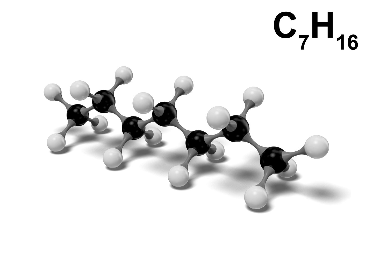 3D Heptane Molecular model C7H16