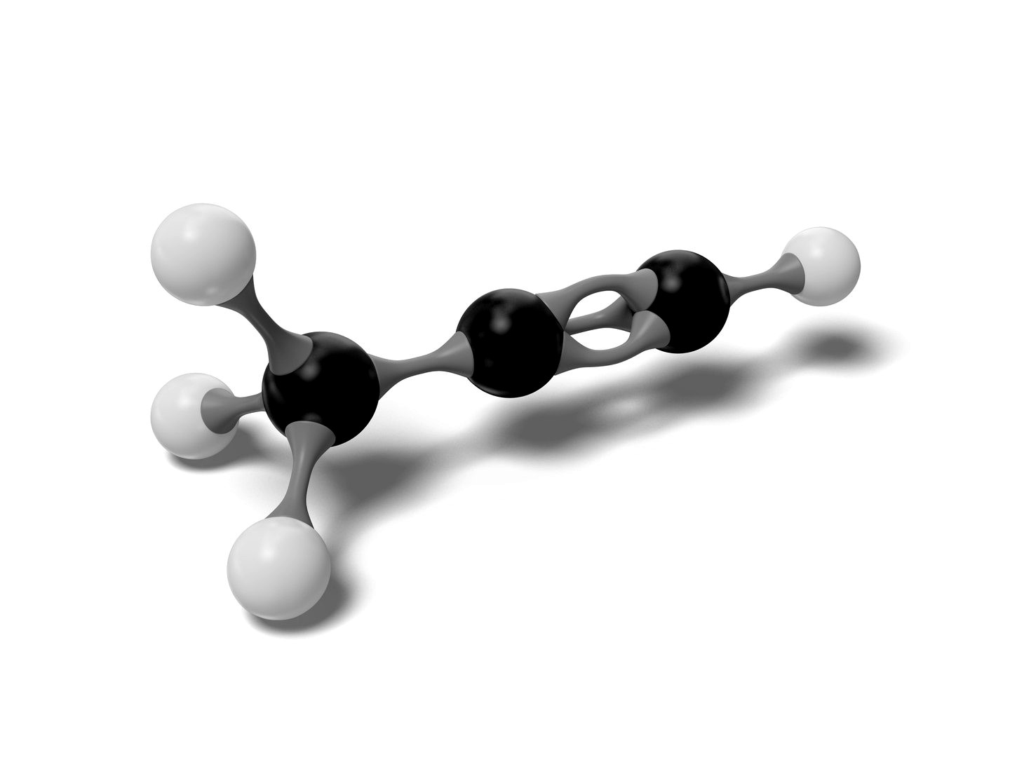 3D Propyne Molecular model CH3C=CH