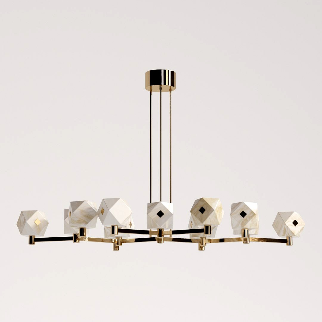 Diamonds Chandelier in Brass
