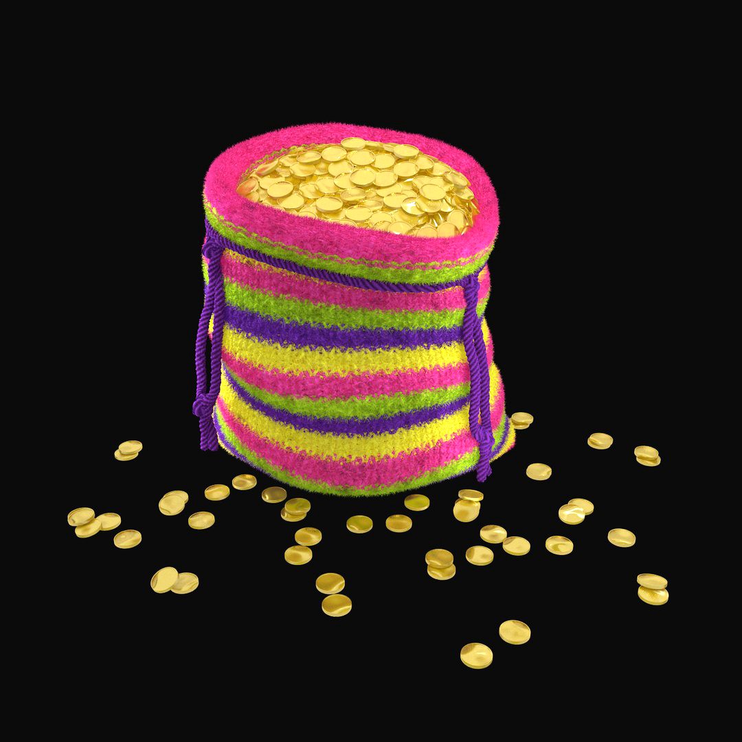 Knitted Bag with Gold Coins