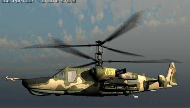 KA50 Hocum Russian Attack Helicopter Gunship Ga 3D Model