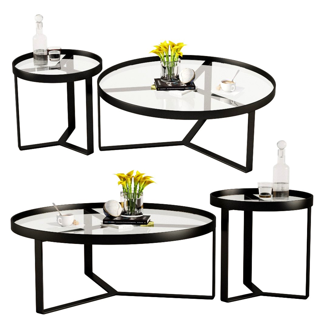 Aula Coffee Table & Side Table Black and Gray
