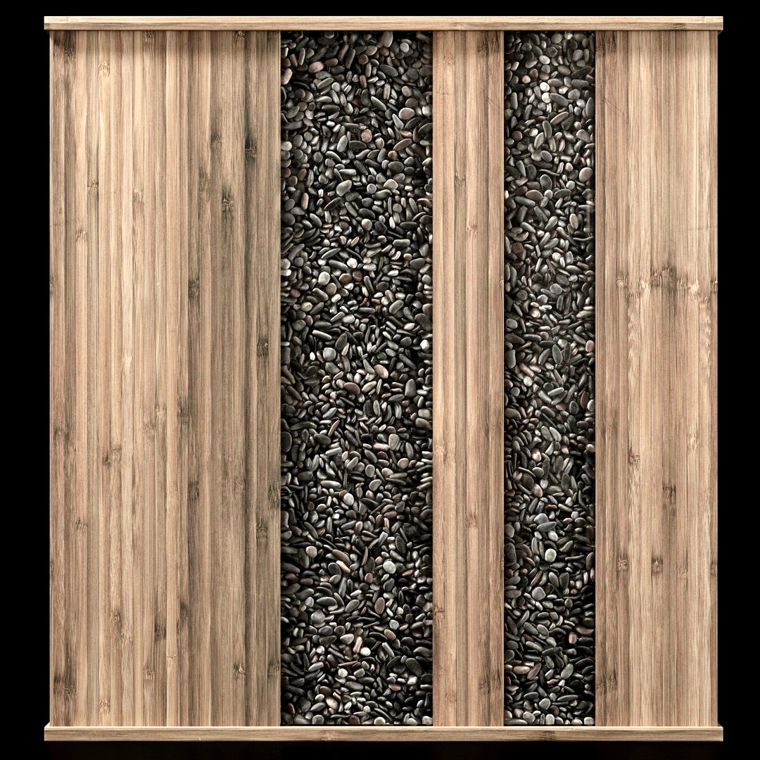 Wall Wood pebble decor n1