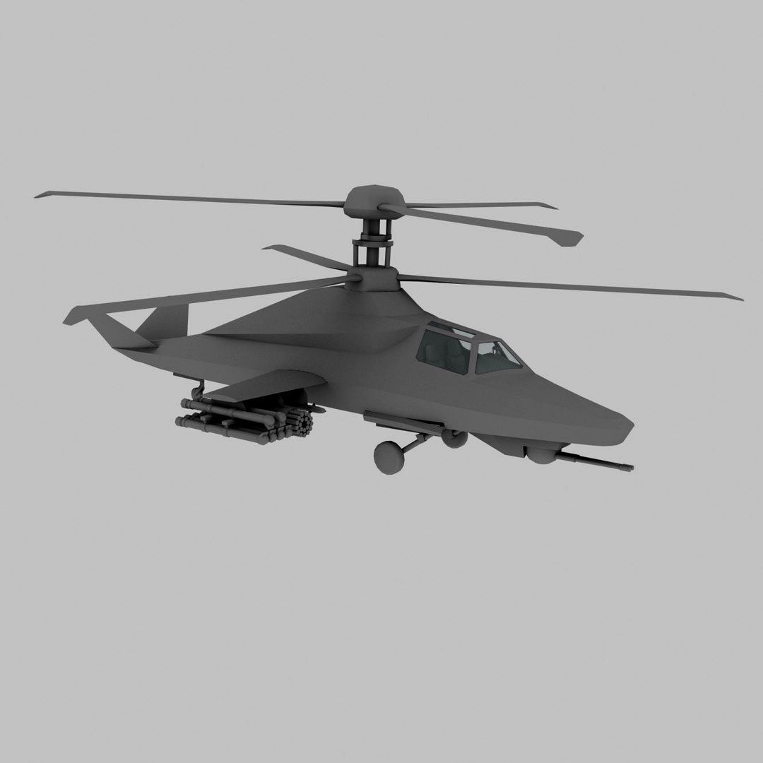 KA-58 Black Ghost Russian Stealth Attack Helicopter Gunship Game Model
