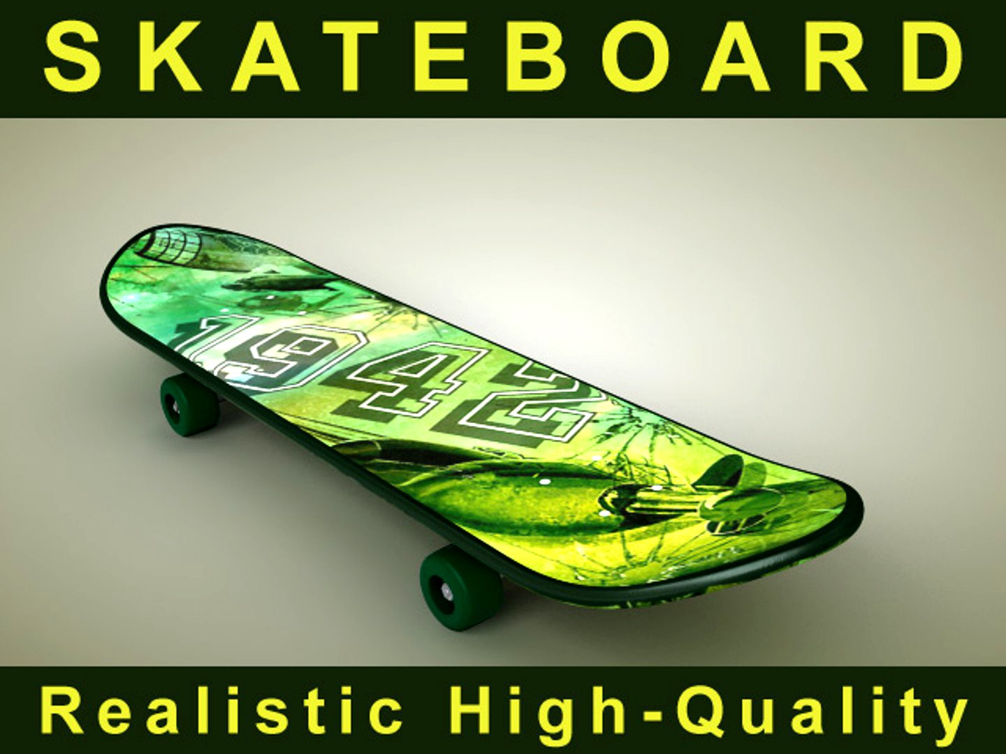 Green Patterned Skateboard
