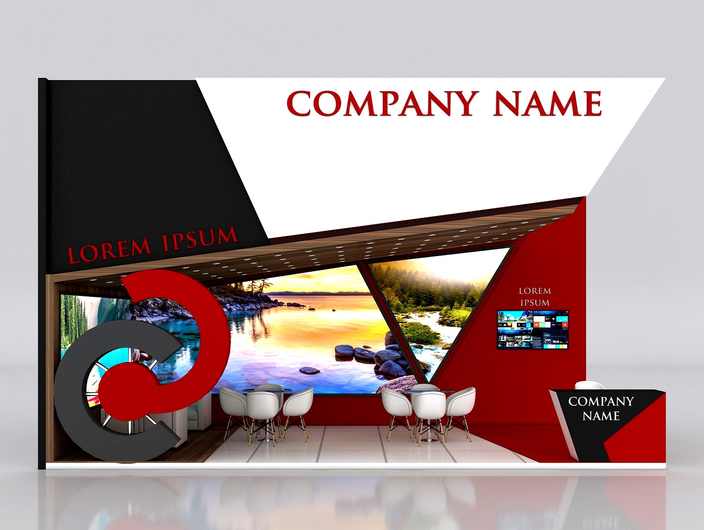 3D Booth Exhibition Stand Stall 8x4m Height 500 cm 2 Side Open