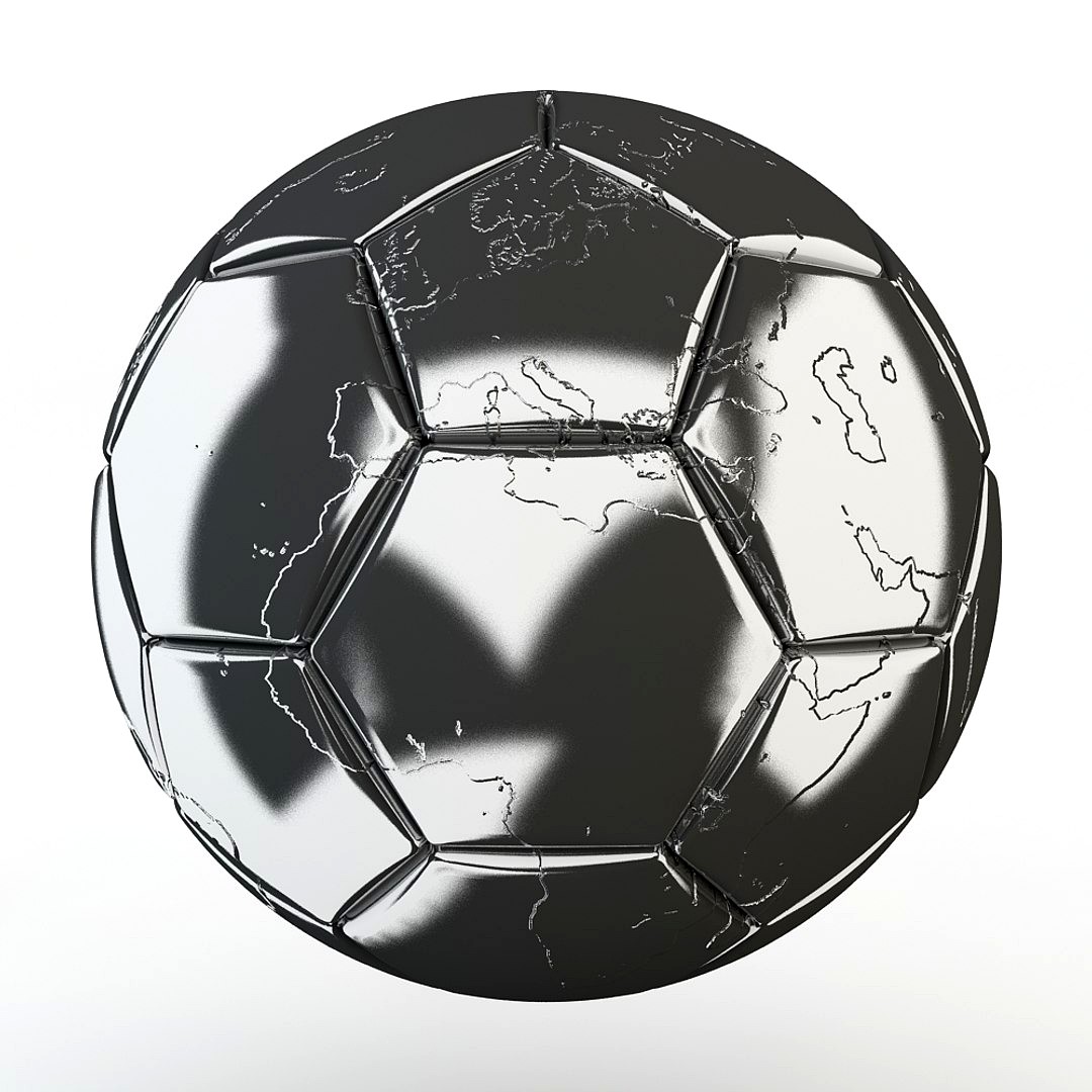 Realistic Metal Soccer Ball With Earth Map