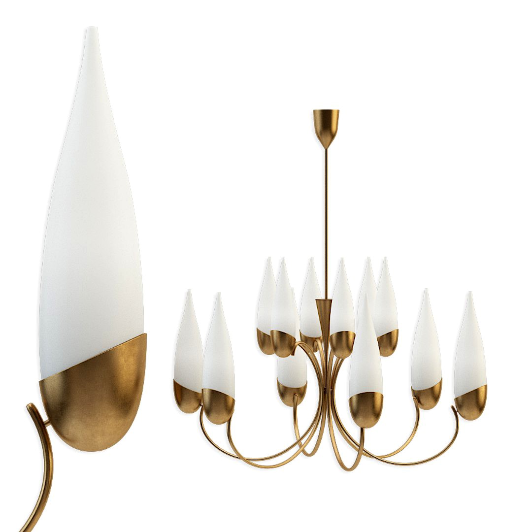 Wonderful 1950s Italian Candelabra Chandelier in the Manner of Stilnovo