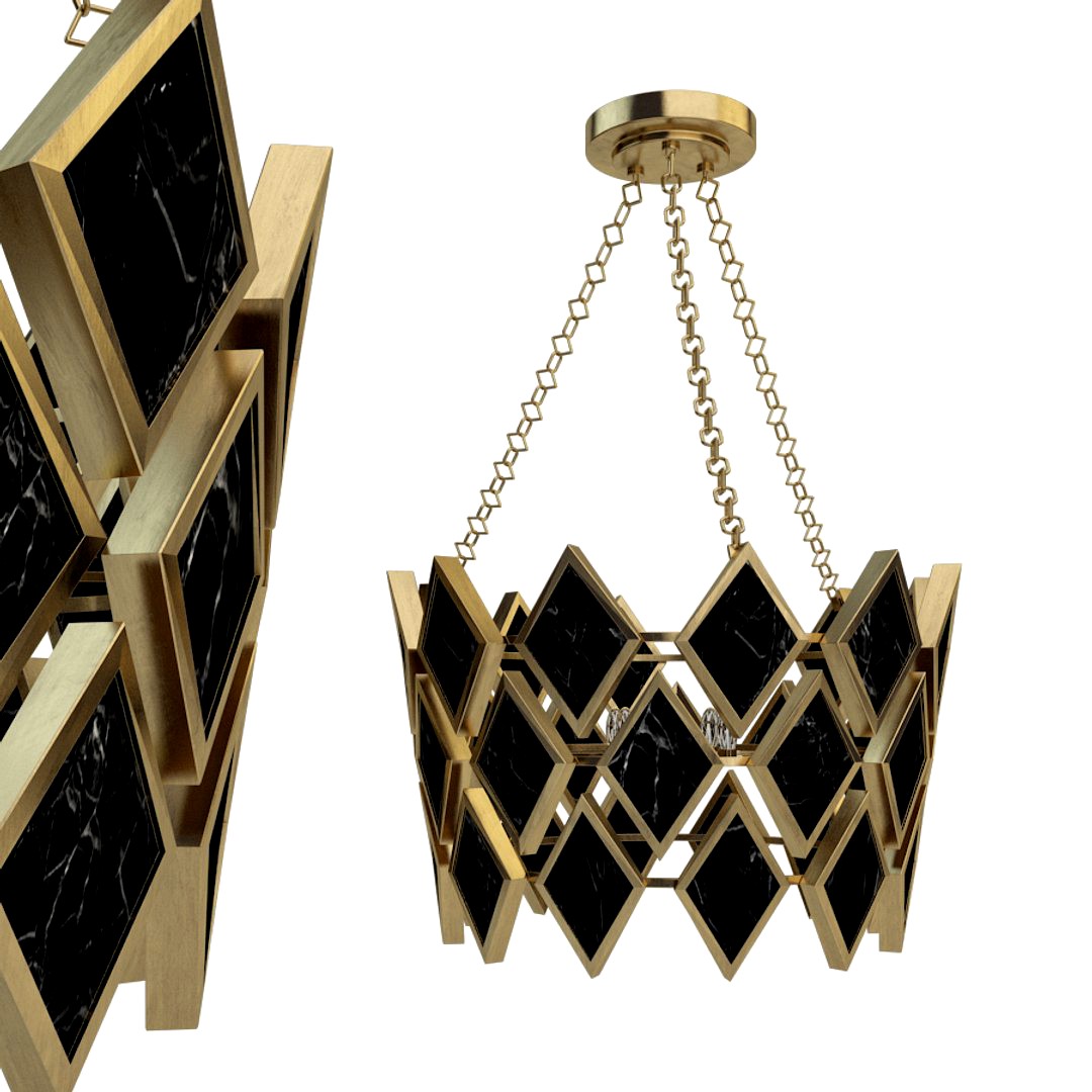Robert Abbey Edward Pendant in Modern Brass Finish with Black Marble Accents 423