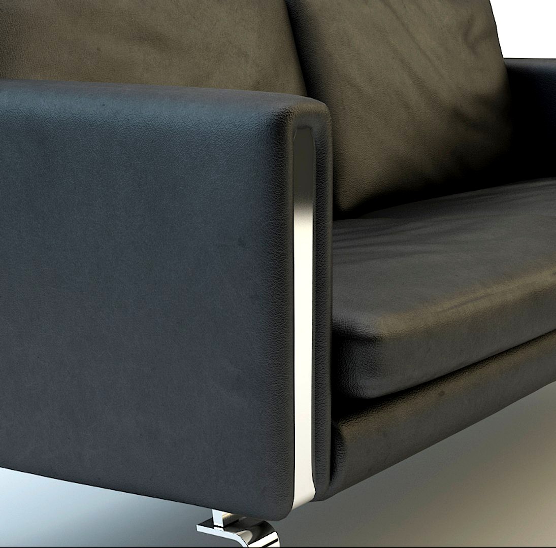 Black leather sofa twin