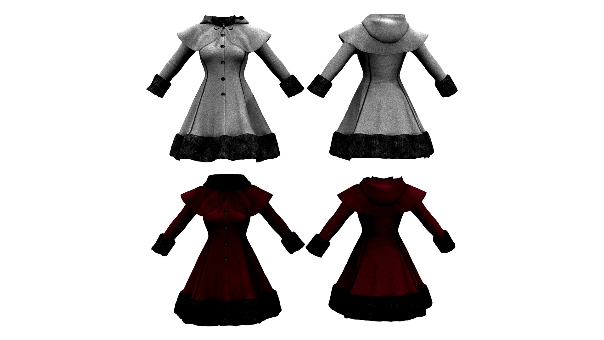 Closed Front Winter Coat With Cape