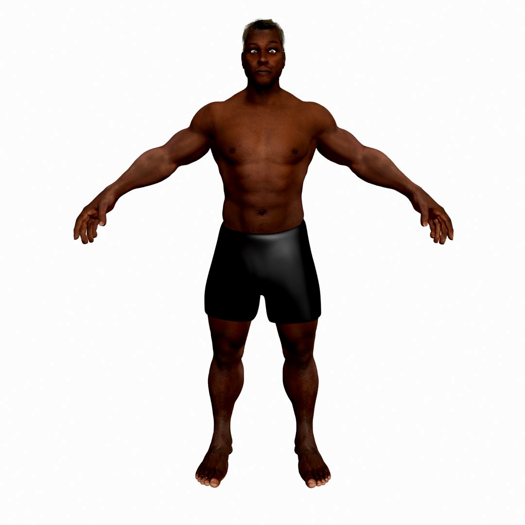 African American Male with Skeleton 3DSmax