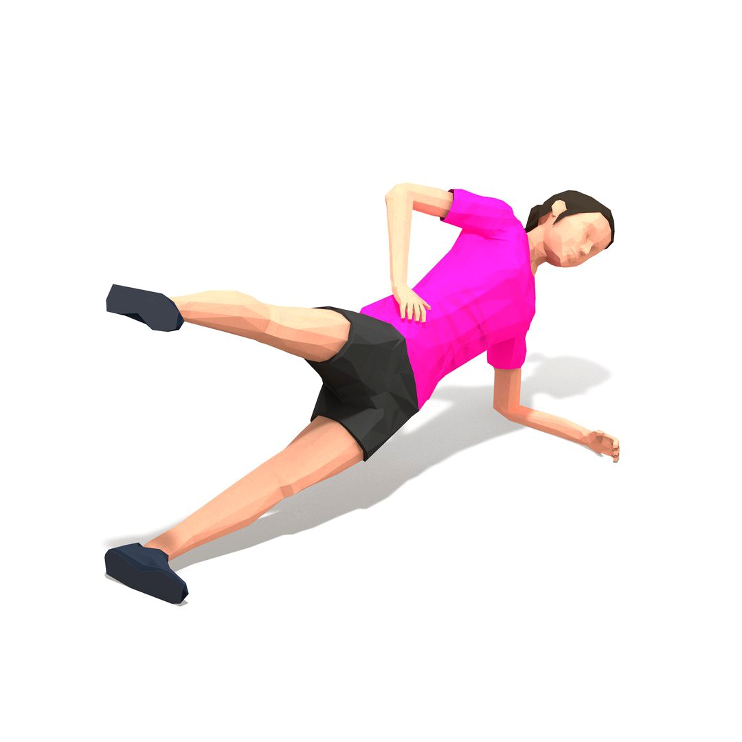 Side Plank With Leg Raise Exercise Woman Animation