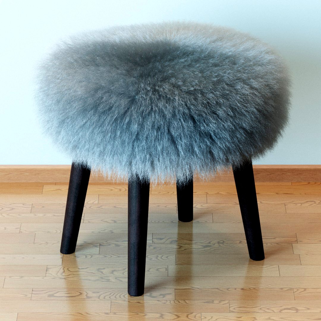 Round Mongolian lamb stool