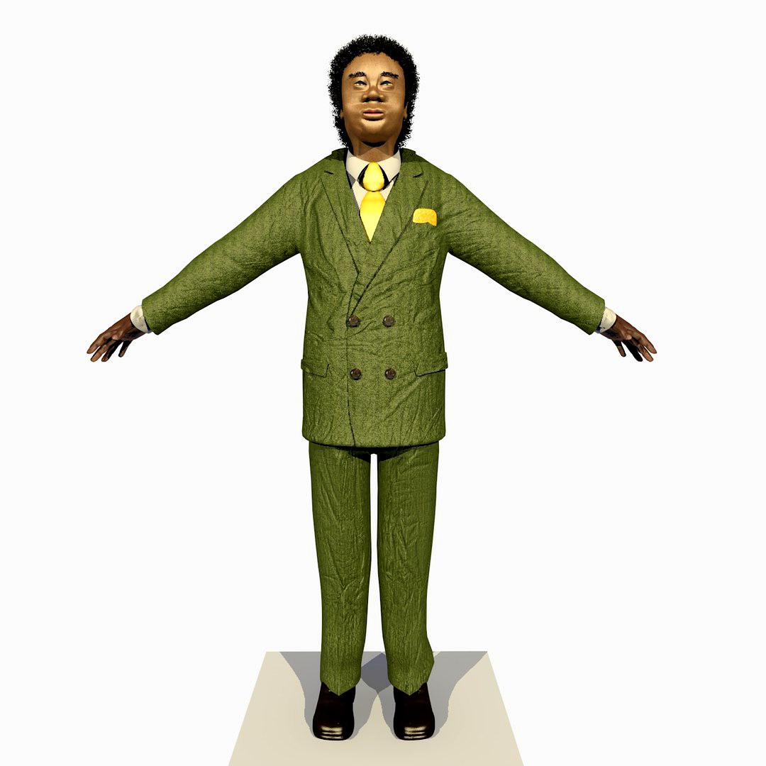 Rigged Businessman African American Brown Suit With Alpha Hair