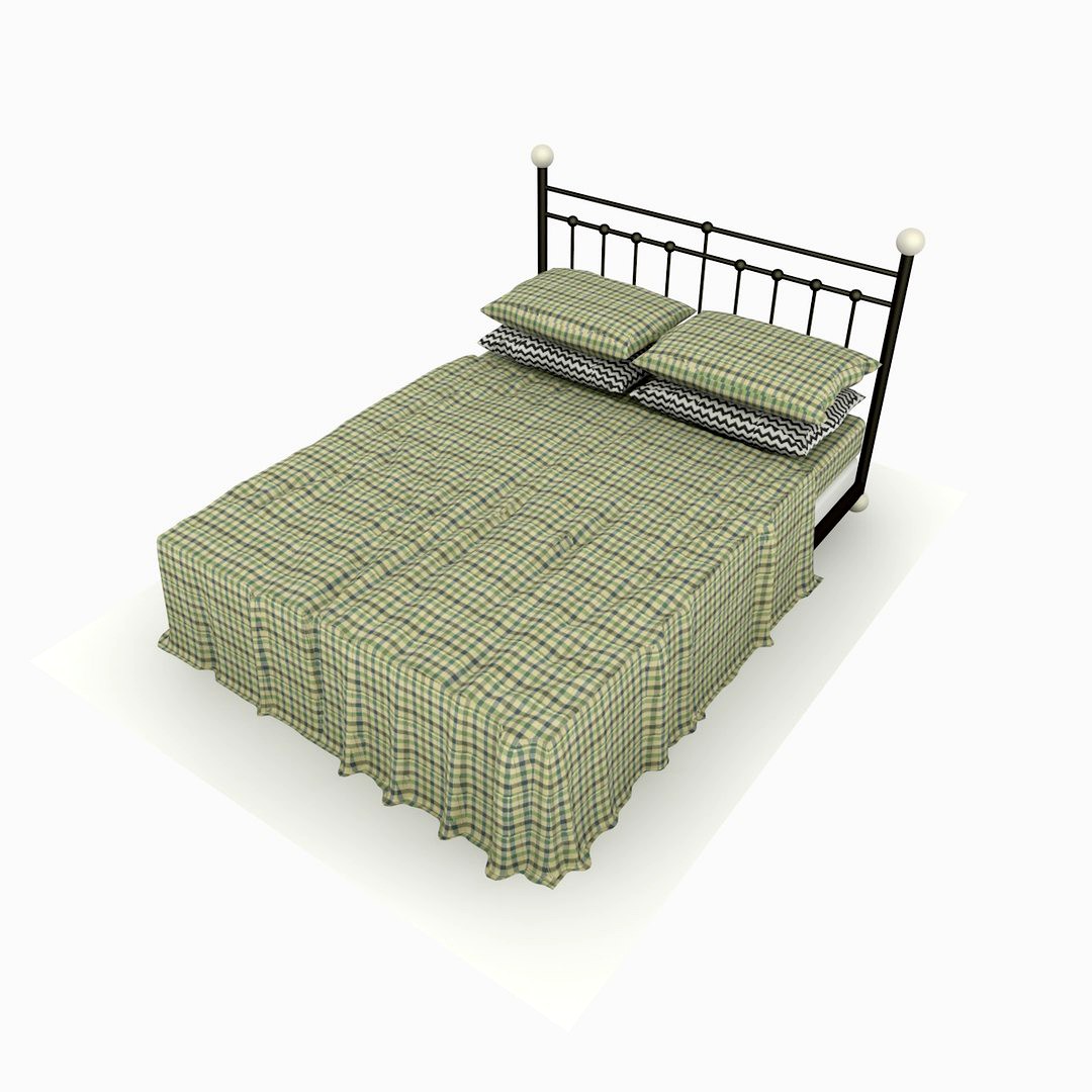 Metal Bed 1 With Checkered Sheet
