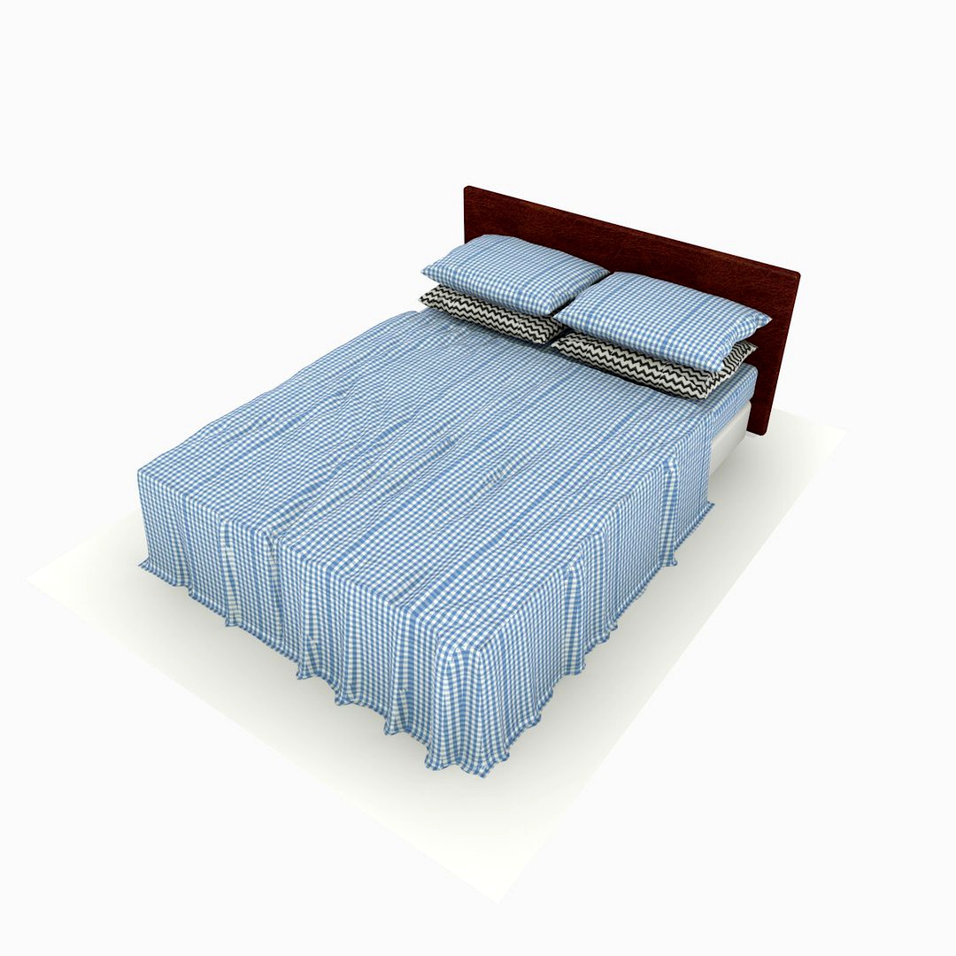 Bed With Blue Sheets