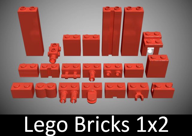 Lego Bricks 1x2 3D Model