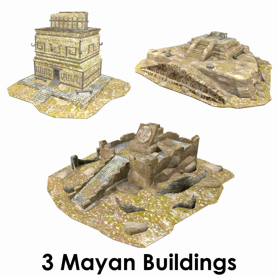 Mayan Buildings Collection - 2 - Low Poly - Textured